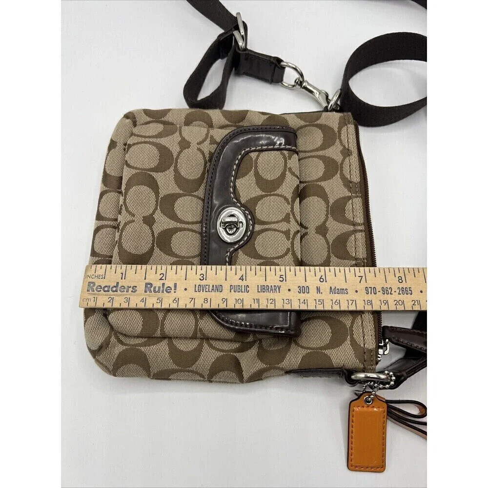 COACH Signature C Jacquard PARK Swingpack Crossbody  F49148 Khaki Mahogany